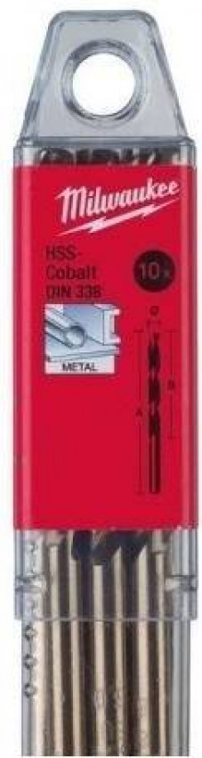 Свердло по металу HSS-Co MILWAUKEE DIN338, Ø3,0мм, (10шт)-4932373336