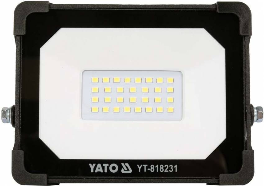 Прожектор з SMD-діодним випромінювачем YATO: 20 Вт, 230 В, 1900 Лм, 30 діодів, 140x 124.5x 32 мм-YT-818231