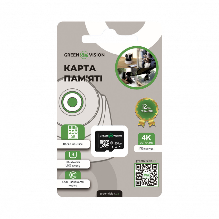 Карта пам'яті GreenVision microSDXC 256GB Class10 (без адаптера)-