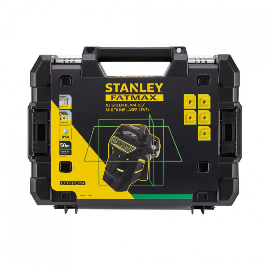 Рівень лазерний FatMax®MultilineGreen трипроменевий площинний самовирівнюючий, чемодан STANLEY FMHT1-77356-FMHT1-77356