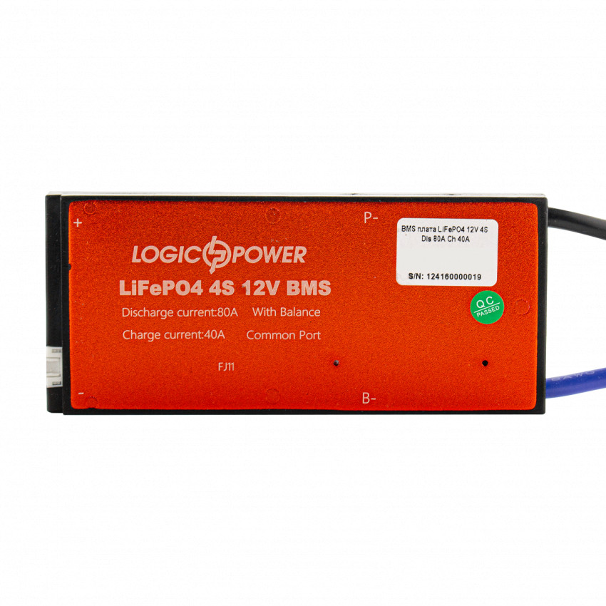 BMS плата LiFePO4 12V 4S Dis 80A Ch 40A-