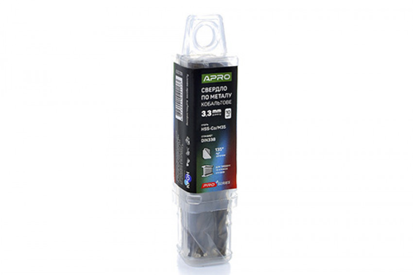 Свердло по металу кобальтове HSS-Co/M35 Ø3.3мм (тубус, кратно 10шт) PRO APRO-830709