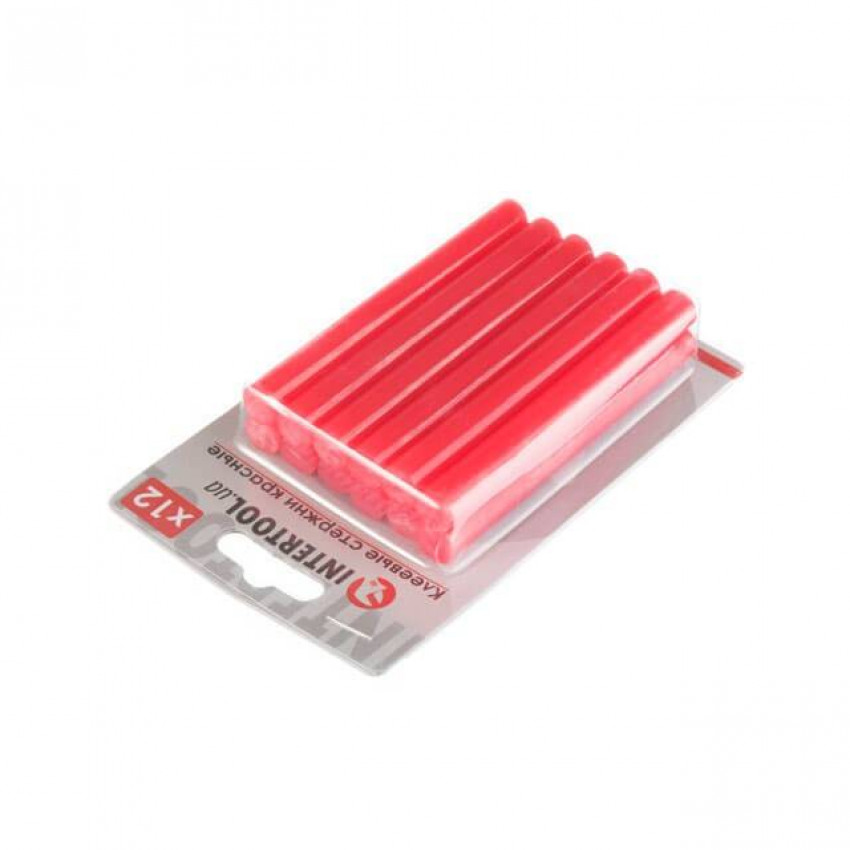 Комплект клейових стрижнів червоних, 11,2×100 мм, 12 шт. INTERTOOL RT-1041-RT-1041