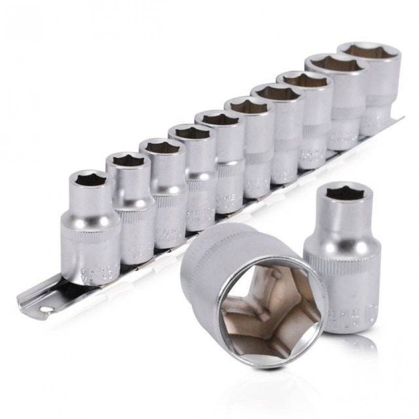 Набір голiвок на планці, 1/2", 10 од.: 10, 11, 12, 13, 14, 15, 17, 19, 22, 24 мм INTERTOOL ET-6011-ET-6011