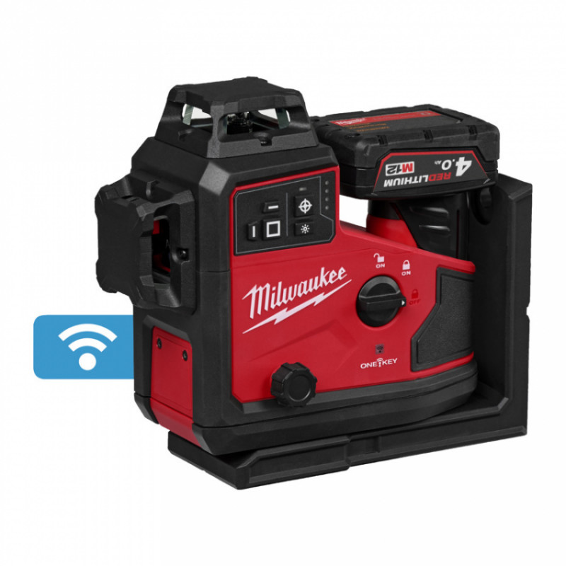Нівелир лазерний акумуляторний 3D MILWAUKEE M12 A3PLO-401C  (360˚, зелений промінь) (ЗУ+1ак.Х4Аг+кейс)-4933499002