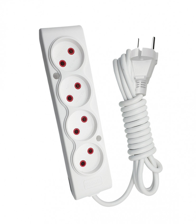 Подовжувач TECCO 4 поста без заземлення 5м (2 * 0.75) білий 1шт/уп-102 400 05