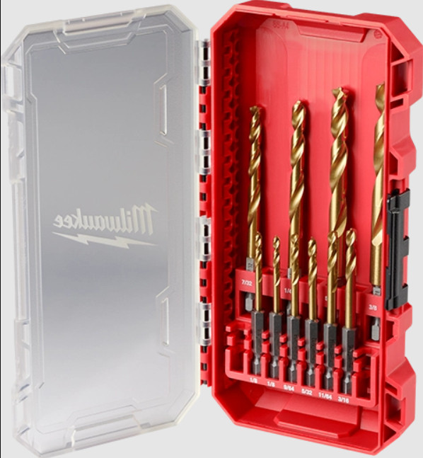 Набір свердел по металу RedHEX SHOCKWAVE HSS-TiN MILWAUKEE CB, (10шт) пластиковий кейс-4932499762