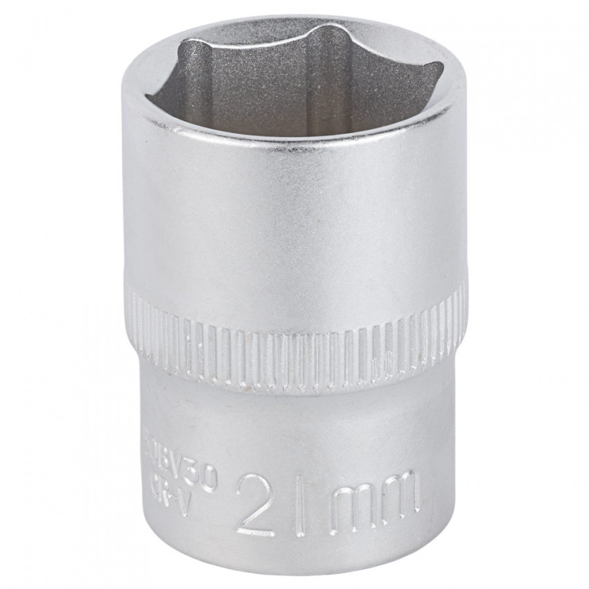 Насадка шестигранна коротка 1/2" 21мм CrV mid Sigma (6071211)-6071211