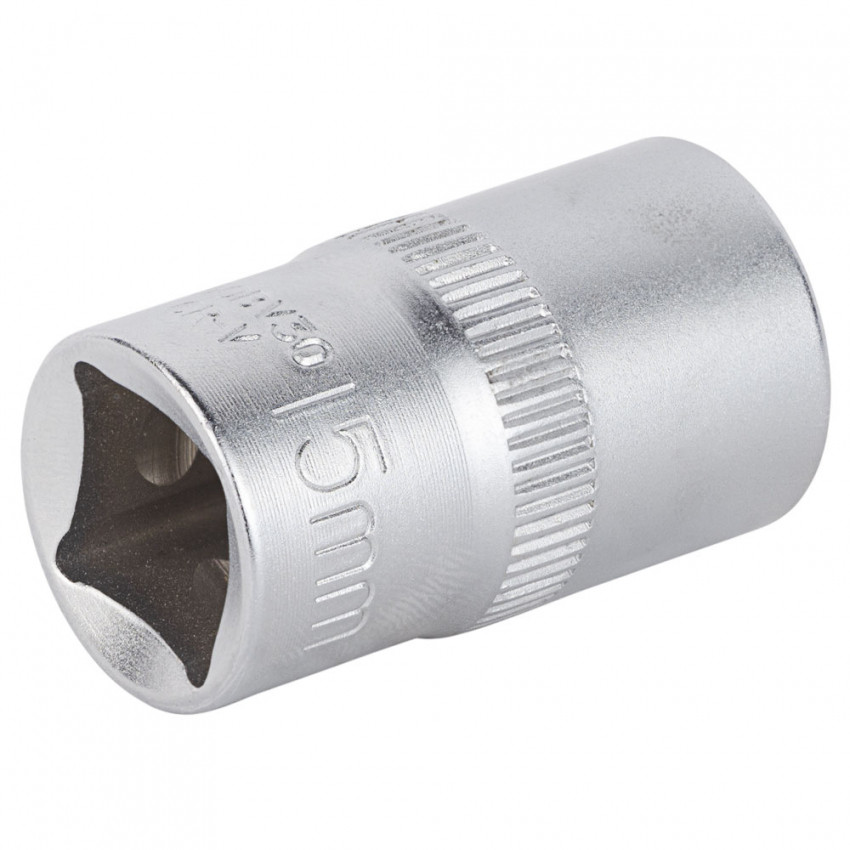 Насадка шестигранна коротка 1/2" 15мм CrV mid Sigma (6071151)-6071151