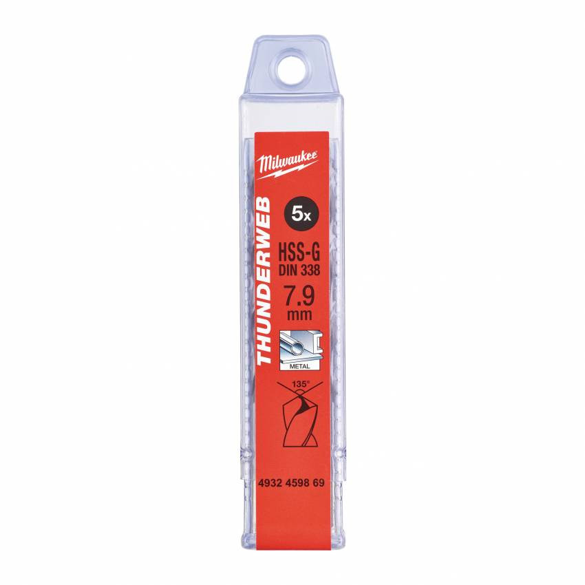 Свердло по металу THUNDERWEB HSS-G MILWAUKEE, Ø7,9х117мм, (5шт)-4932459869