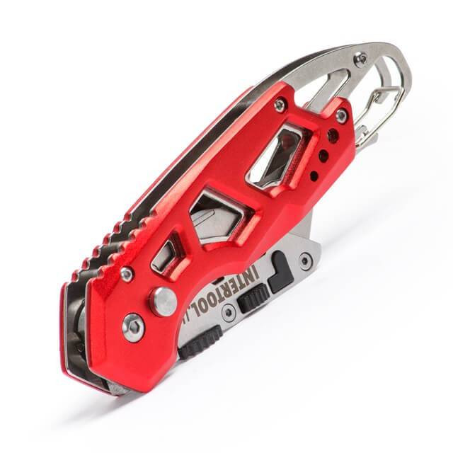 Ніж трапецеподібний 60*19мм складаний, SK5, алюмінієва рукоятка, карабін INTERTOOL HT-0531-HT-0531