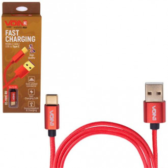 Кабель VOIN CC-1101C RD USB - Type C 5А, 1m, red (супер швидка зарядка/передача даних) (CC-1101C RD)-[articul]