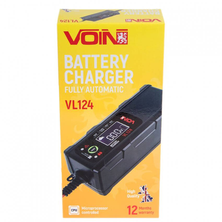 Зарядний пристрій VOIN VL-124 12V/4A/3-120AHR/LCD/Iмпульсний-VL-124
