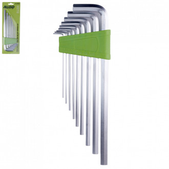 Набір ключів шестигранних, вигнутих подовжених 9 пр. 1,5-10 мм Alloid-[articul]