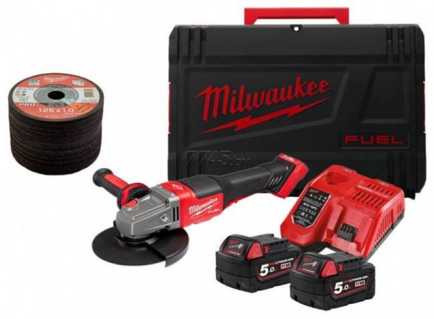 Шліфмашина кутова акумуляторна MILWAUKEE, M18 FHSAG125XB-552X, Ø125мм диски відрізні по металу (50шт)-FHSAG-PROMO