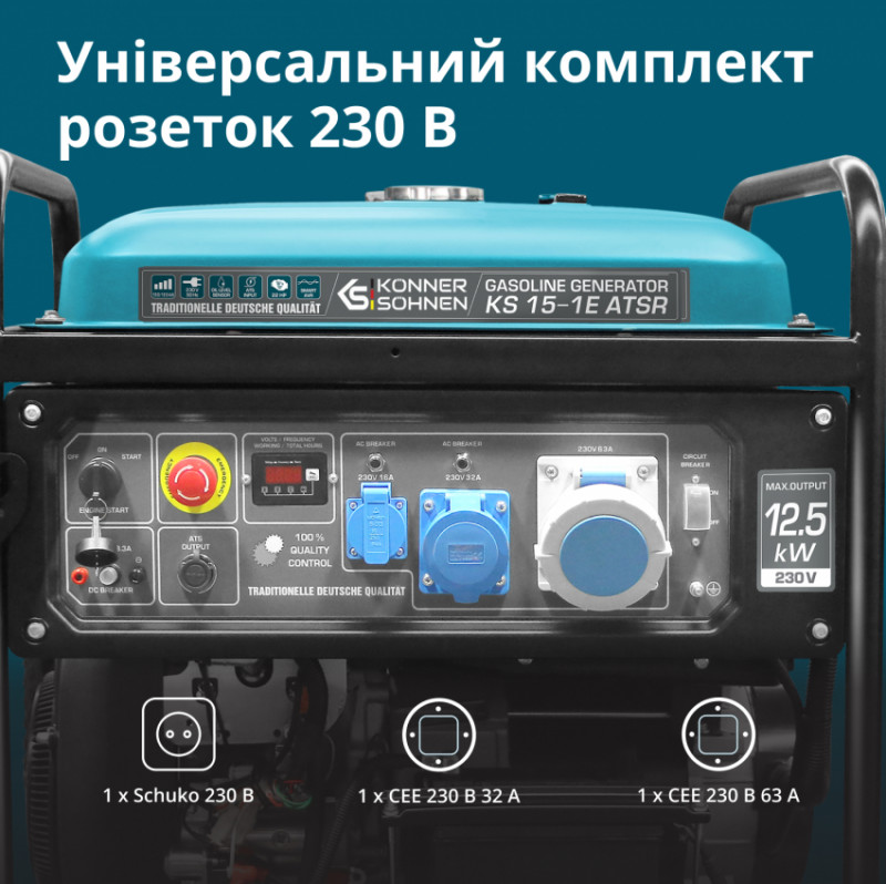 Бензиновий генератор двоциліндровий «Könner & Söhnen» KS 15-1E ATSR-KS 15-1E ATSR