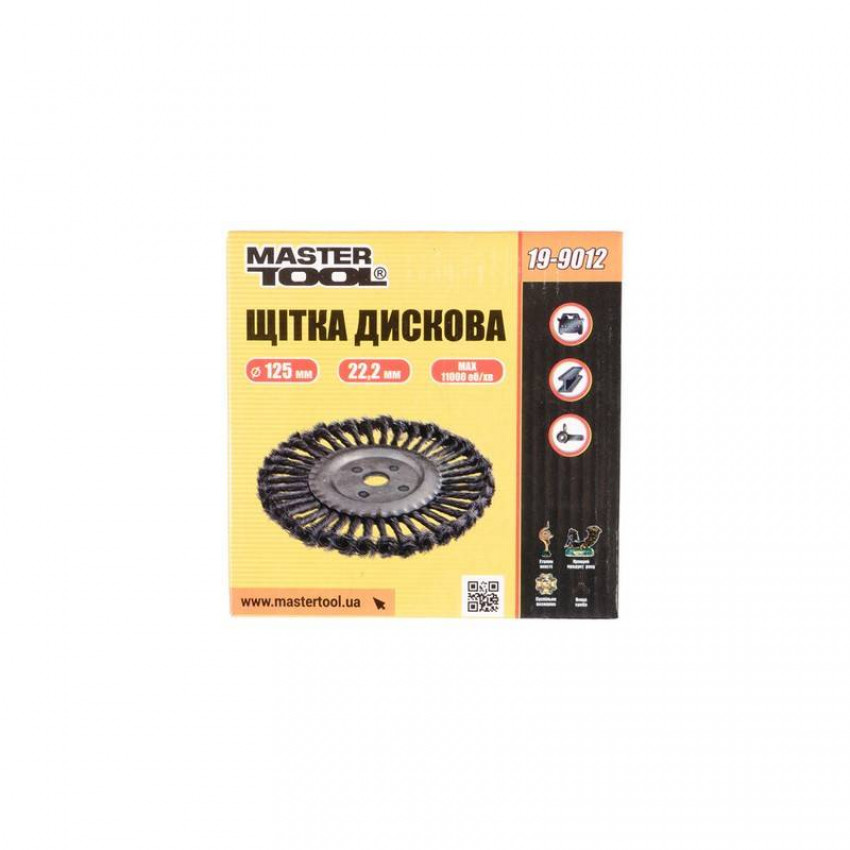MasterTool Щітка дискова із плетеного дроту D125*22,2 мм, Арт.: 19-9012-19-9012