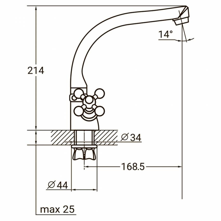Змішувач PL 1/2" для кухні Г-гусь на гайці AQUATICA (PL-4B255C)-PL-4B255C