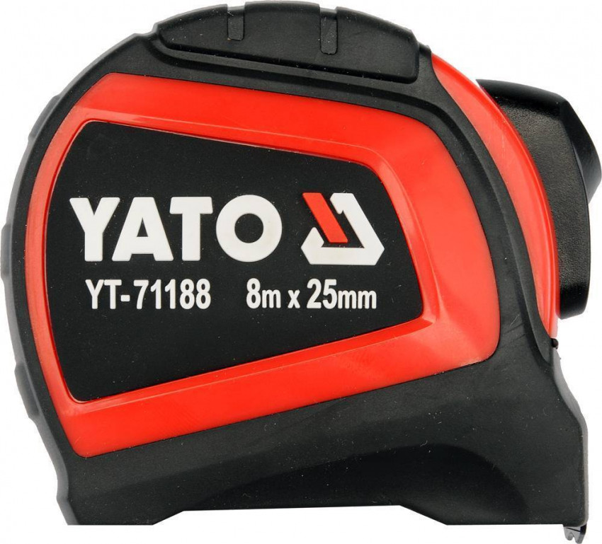 Рулетка із сталевою стрічкою з нейлоном. покриттям YATO, b=25 мм, l=8 м [6/36]-YT-71188