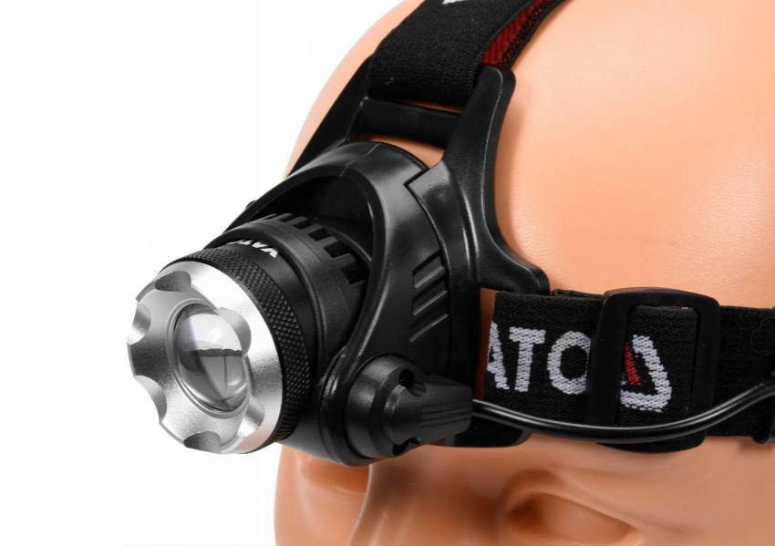 Ліхтар світлодіодний (XM-L2 CREE) на лоб YATO, 3 режими, Р=10 Вт, Ф=450 lm, жив.- 4х АА батареї-YT-08591