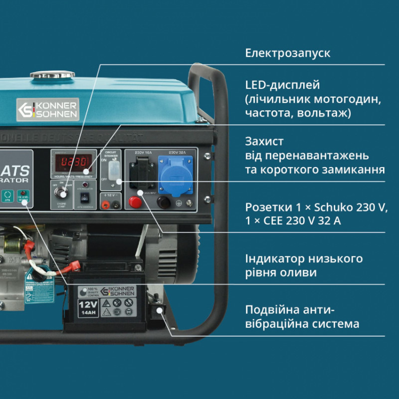 Бензиновий генератор «Könner & Söhnen» KS 7000E ATS-KS 7000E ATS
