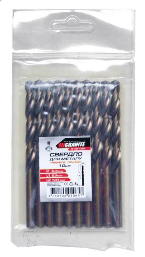 Свердло для металу GRANITE HSS Co 6.5 мм "кобальтове" DIN338 6-05-065-6-05-065