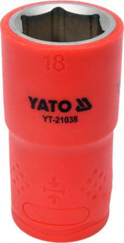 Головка торцева діелектрична 6-гранна YATO: квадрат 1/2", М=18 мм, L=55/38 мм, корпус VDE до 1000V-YT-21038