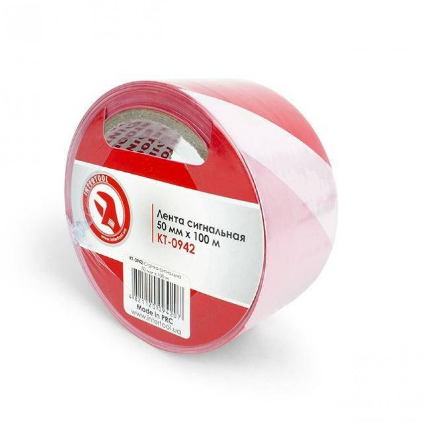 Стрічка сигнальна 100 м, 50 мм INTERTOOL KT-0942-KT-0942