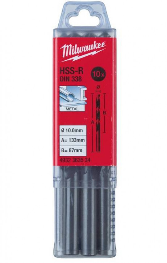 Свердло по металу HSS-R MILWAUKEE DIN338, Ø9,0мм, (10шт)-4932363524