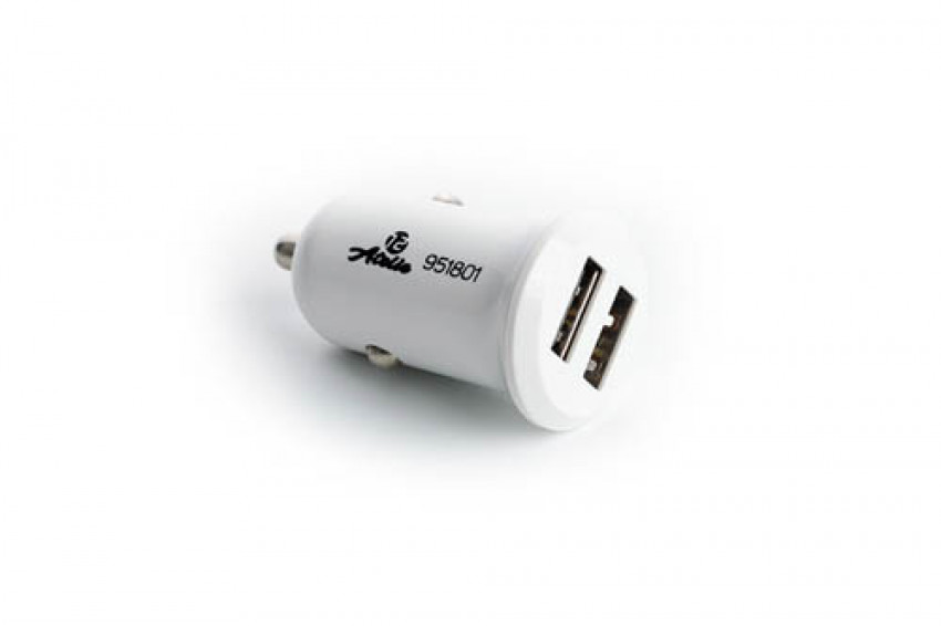 Автомобільний зарядний пристрій 2 USB (12/24V - 5V 2,1A) білий КОМПАКТ 12 Atelie-951801