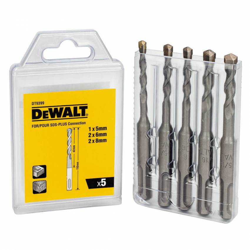 Набір бурів DeWALT SDS-Plus, 5 шт, пластиковий кейс DT9399-DT9399