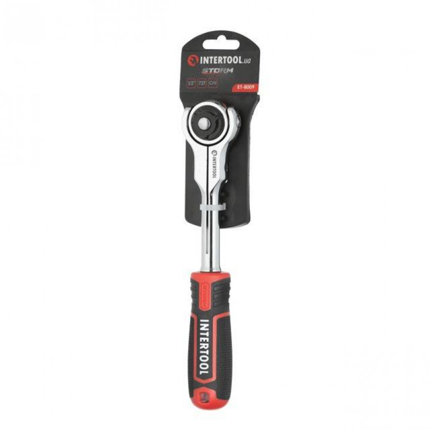 Рукоятка з храповим механізмом поворотна, 72 зуба 1/2 ", Cr-V STORM INTERTOOL ET-8009-ET-8009