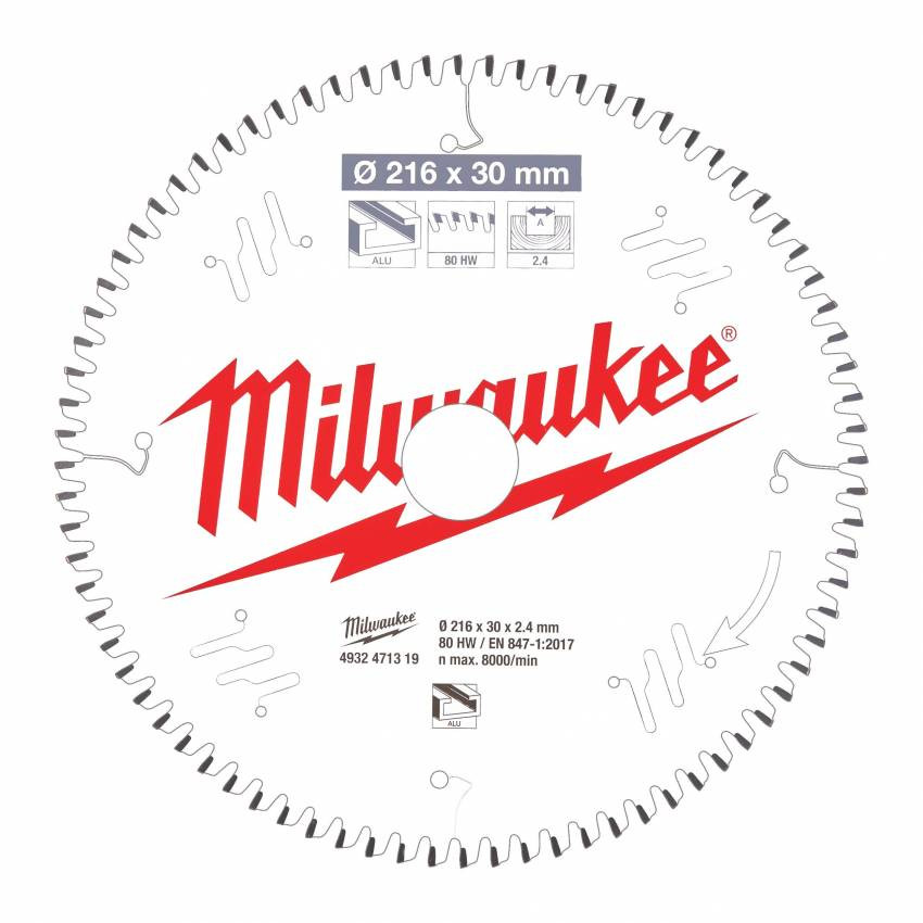 Диск пильний MILWAUKEE, Ø216/30мм, 48 зуб.-4932471317