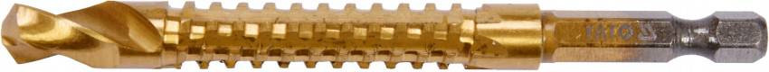Свердло фрезеровочне по металу YATO: HSS-TIN, Ø= 9 мм, l= 102 мм, HEX - 1/4"-YT-44827