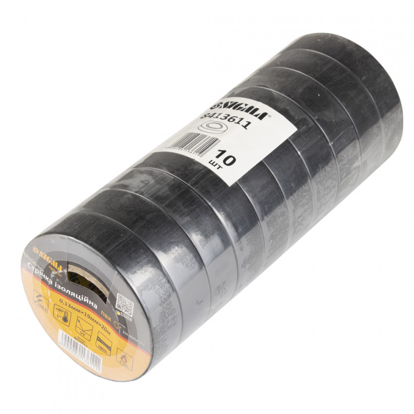 Ізолента ПВХ (чорна) 0,13 мм×19 мм×20 м Sigma (8413611)-8413611
