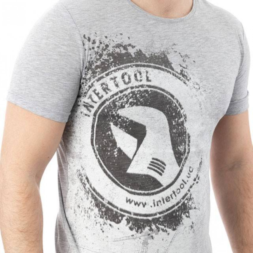 Футболка сіра меланж S, 100% бавовна INTERTOOL SP-2221-SP-2221