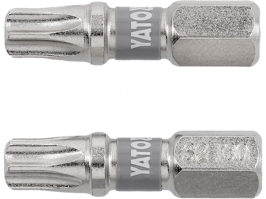 Насадка викруткова YATO; "TORX" T30 х 25 мм. шпиндель 6-гран- 1/4", покрита нікелем, 2 шт.[10]-YT-78015