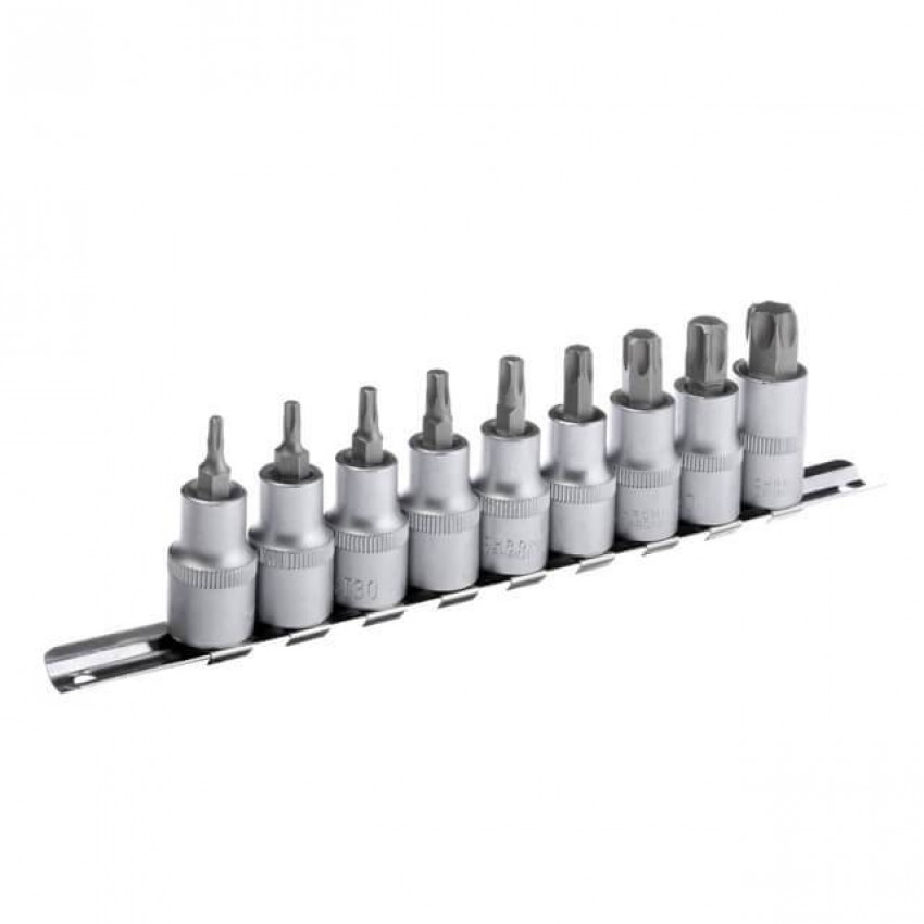 Набір TORX на планці, 1/2" -Т20;25;30;40;45;50;55;60;70, 9 од. INTERTOOL HT-1849-HT-1849