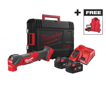 Інструмент багатофункціональний акумуляторний MILWAUKEE, M18 FMTMC-502X(+зар.пр., 2 акум.Х 5Аг, HDкейс) + M18 ALIS-0 + жилетка-[articul]