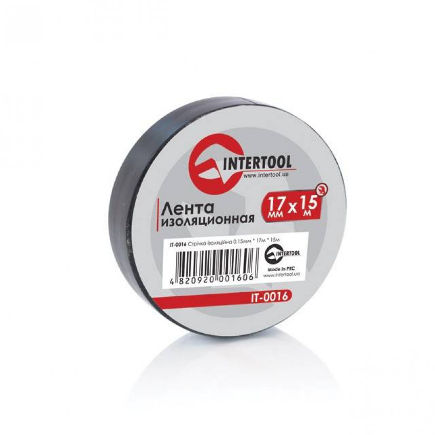Стрічка ізоляційна 0.15mm * 17mm * 15m чорна INTERTOOL IT-0016-IT-0016