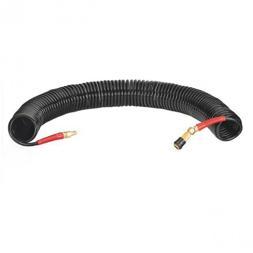 Шланг BLACK M-Flex 6.5х10мм, 20м спіральний поліуретановий з поворотним шарніром, латунними швидкороз'ємними з'єднаннями STORM INTERTOOL PT-1795-PT-1795