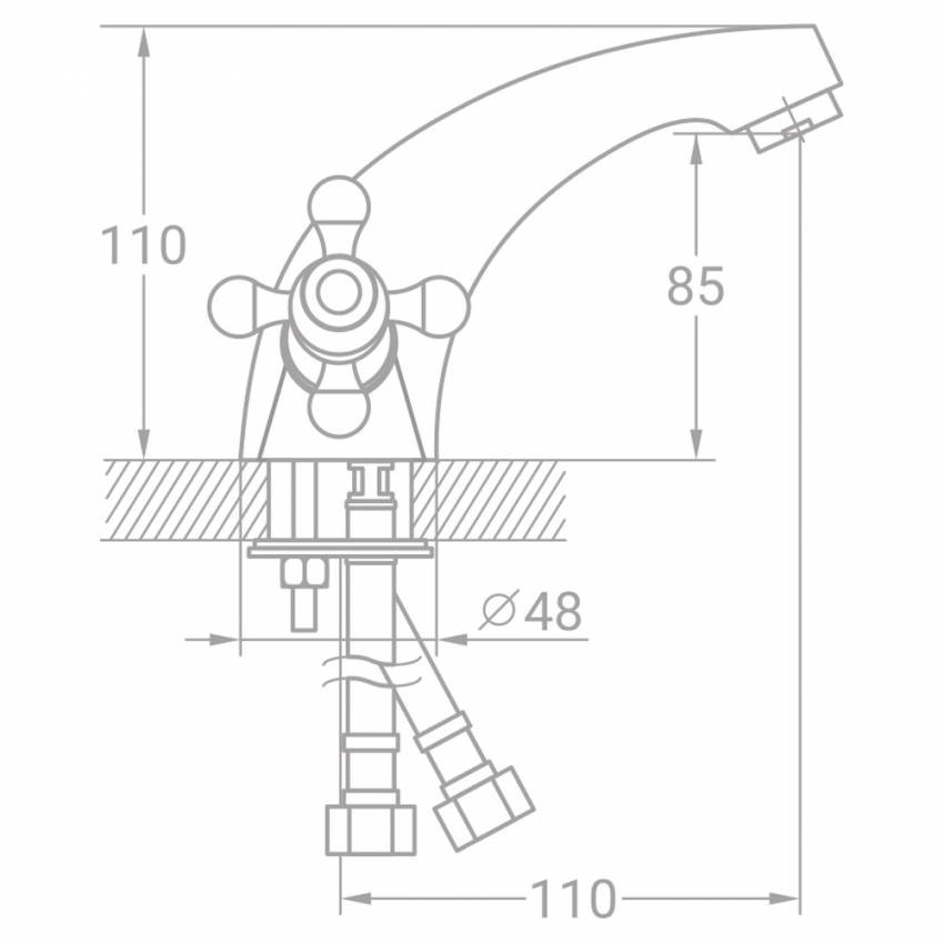 Змішувач VD 1/2" для раковини литої на шпильці TAU (VD-2A161C)-VD-2A161C