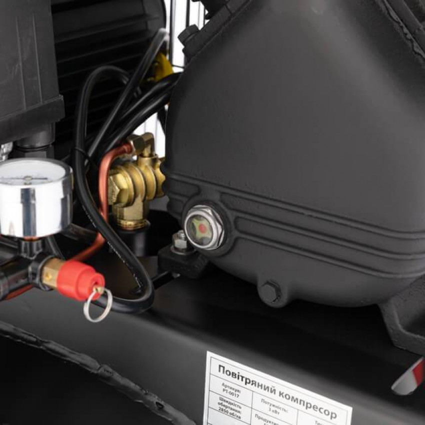 Компресор 100л, вертикальний, 3 кВт, 220 В, 10 aтм, 500 л/хв. 2 циліндри INTERTOOL PT-0017-PT-0017
