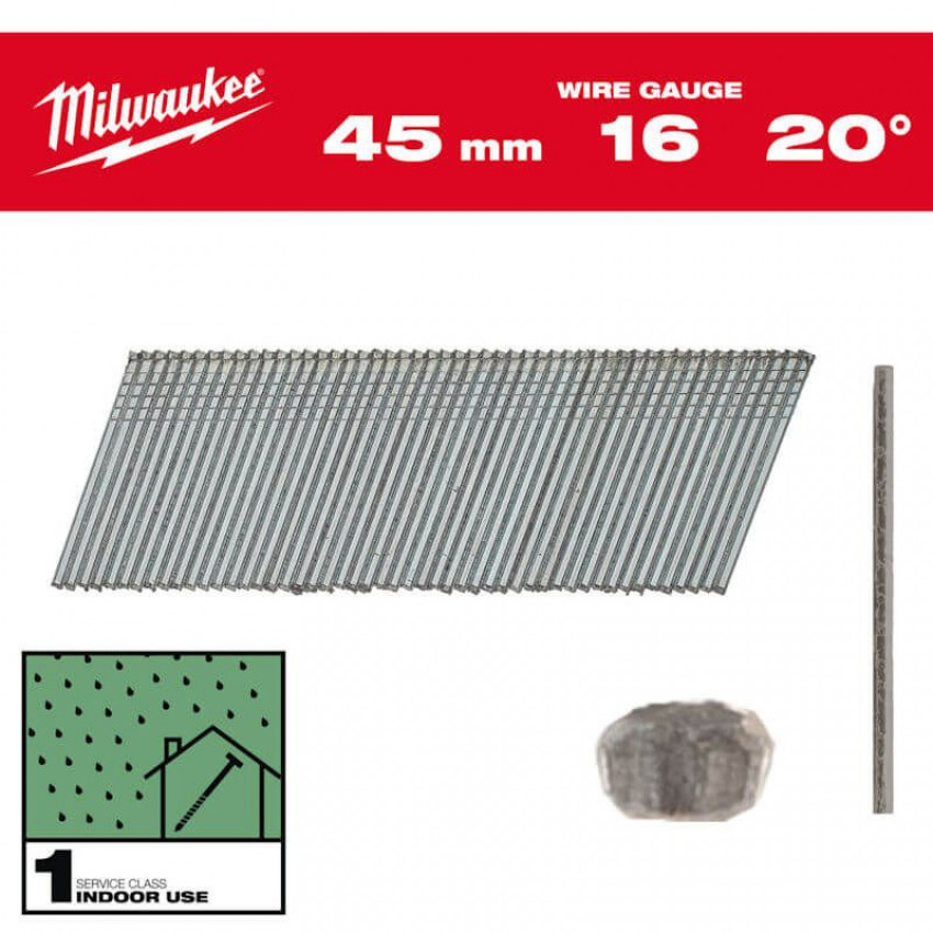 Набір цвяхів для нейлера 15G/20°/32мм (2000 шт) MILWAUKEE-4932492584
