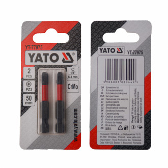 Насадка викруткова YATO PZ3 х 50 мм. HEX 1/4&quot;, хром-молібден, 2 шт.-[articul]