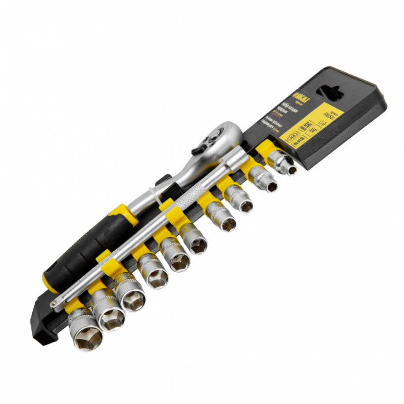 Ключ-тріскачка 1/4" з набором насадок та подовжувачем 12шт CrV mid Sigma (6003501)-6003501