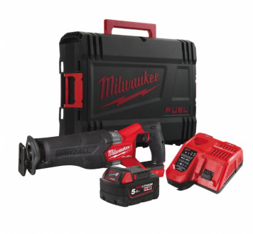Пила шабельна акумуляторна безщіткова MILWAUKEE, M18 FHZ-501X (зарядний пристрій M12-18 FC, 1 акумулятор М18 В5 5Аг, полотно, HD-[articul]