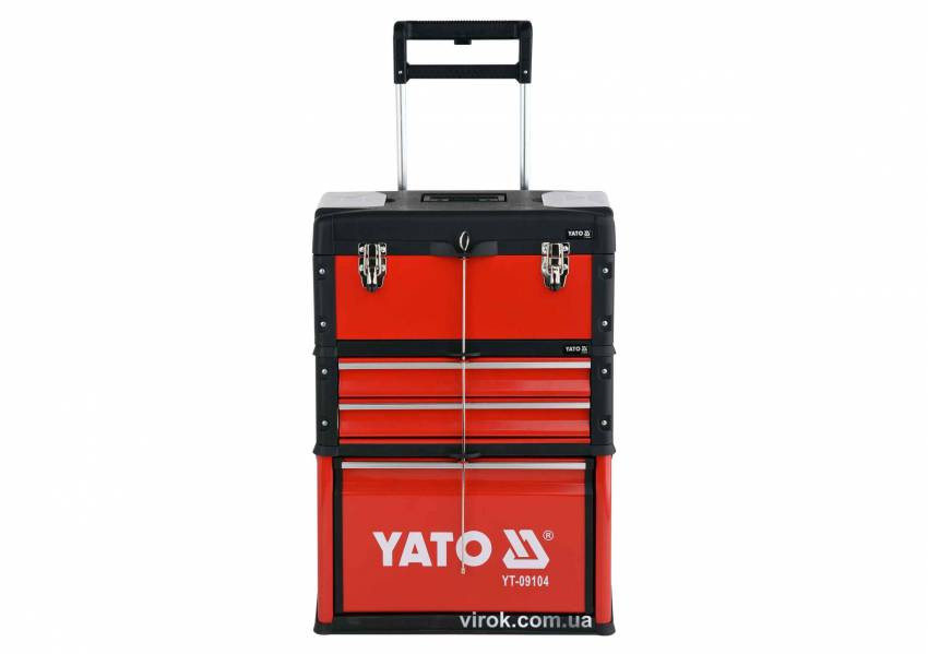 Валіза-візок з інструментами YATO 3 секції, на 2-х колесах з висувною ручкою, 78 шт.-YT-09104