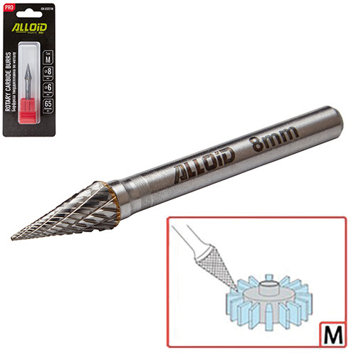 Alloid Pro. Борфреза твердосплавна по металу, тип M, D-12мм, d-6мм, L-70мм-CB-63253M (300/25)