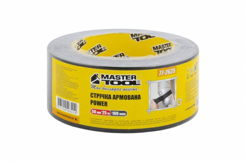 Скотч армований MASTERTOOL Профі 50 мм 25 м чорний 77-2625-77-2625